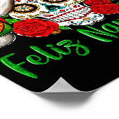 Feliz Navidad Sugar Skull Mexican Christmas  Poster (Ecke)