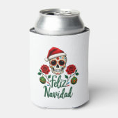 Feliz Navidad Sugar Skull Mexican Christmas T-Shir Dosenkühler (Kanne Vorderseite)