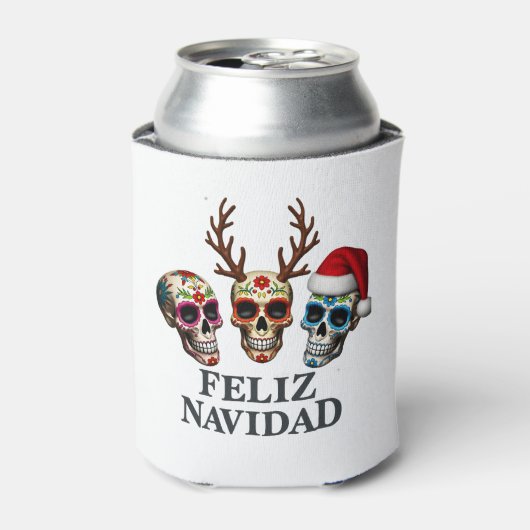 Feliz Navidad Sugar Skulls Reindeer Santa Mexican Dosenkühler (Kanne Vorderseite)