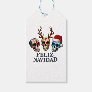 Feliz Navidad Sugar Skulls Reindeer Santa Mexican  Geschenkanhänger