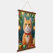 Feliz navidad te desea mi gato naranja wandteppich mit holzrahmen (Gewinkelt)