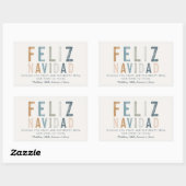 Feliz Navidad Terrakotta blue typography modern Rechteckiger Aufkleber (Blatt)