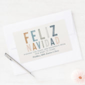 Feliz Navidad Terrakotta blue typography modern Rechteckiger Aufkleber (Umschlag)
