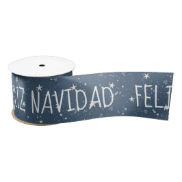 FELIZ NAVIDAD Text mit Sternen Satinband