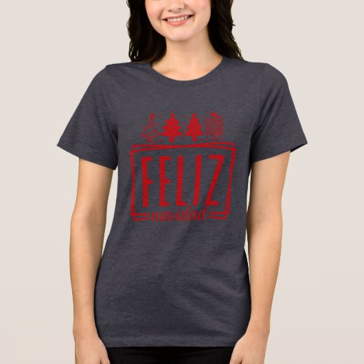 Feliz Navidad Tri-Blend Shirt (Vorderseite)