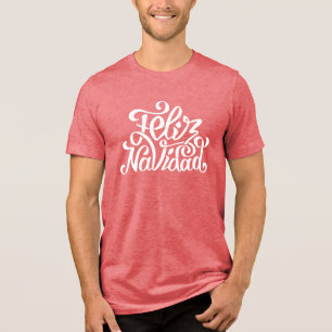Feliz Navidad Typografie   Urlaub Tri-Blend Shirt
