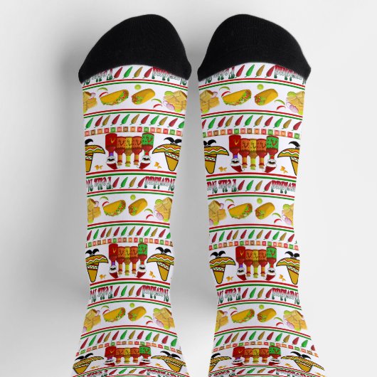 Feliz Navidad Ugly Sweater Pattern Socken (Oben)