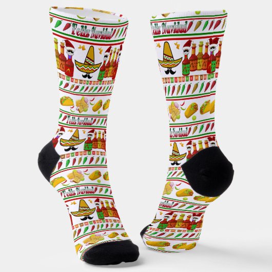 Feliz Navidad Ugly Sweater Pattern Socken (Gewinkelt)