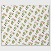 Feliz Navidad Urlaub dekoriert Kaktus Geschenkpapier (Flach)