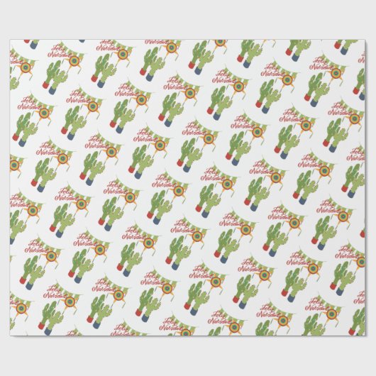 Feliz Navidad Urlaub dekoriert Kaktus Geschenkpapier (Flach)