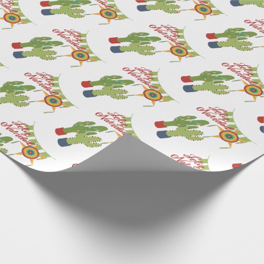 Feliz Navidad Urlaub dekoriert Kaktus Geschenkpapier (Ecke)