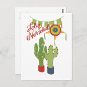 Feliz Navidad Urlaubskarte mit dekorierten Kakteen Postkarte (Vorne/Hinten)