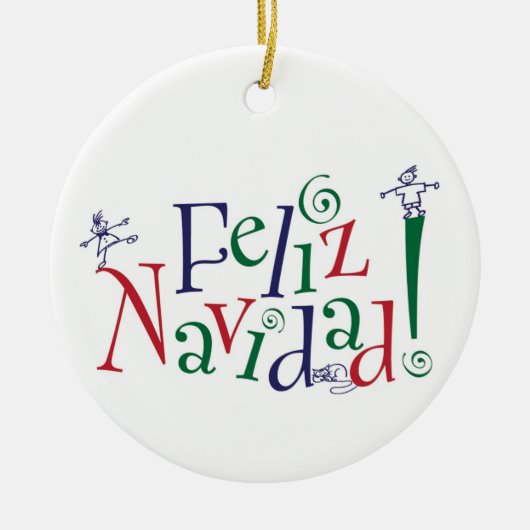 Feliz Navidad Verzierung Keramik Ornament (Vorne)