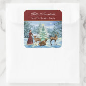 Feliz Navidad Viktorianische Personalisierte Gesch Quadratischer Aufkleber (Tasche)