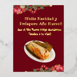 Feliz Navidad Weihnachten an el Comelón de Tamales Folien Feiertagspostkarte