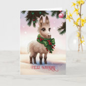 Feliz Navidad Weihnachten Niedlicher Donkey Burro Karte (Gelbe Blume)