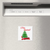 Feliz Navidad - Weihnachtsbaum mit Red Ribbon Magnet (In Situ (Geschirrspüler))