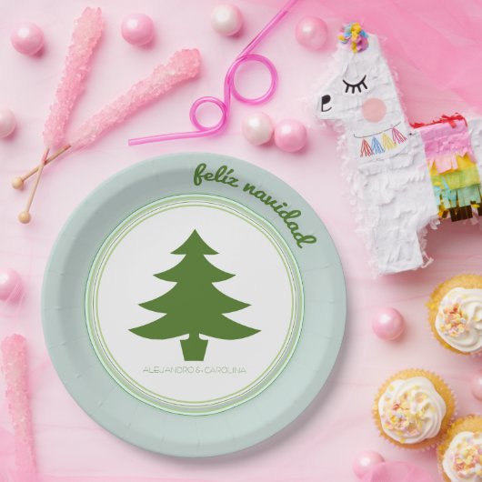 Feliz Navidad: Weihnachtsbaum: Personalisiert Pappteller (Party)