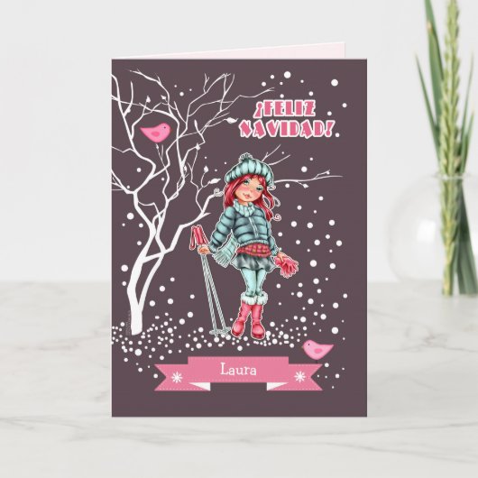 Feliz Navidad. Weihnachtskarte auf Spanisch Feiertagskarte (Vorderseite)