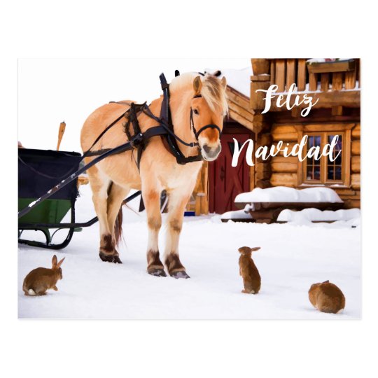 Feliz Navidad Weihnachtsland Idyll-Schneetiere Postkarte