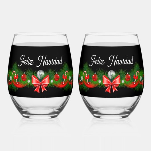 Feliz Navidad Weinglas Ohne Stiel (Vorderseite)