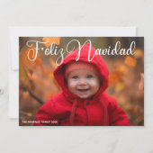 Feliz Navidad White Script Foto Feiertagskarte (Vorderseite)