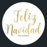 FELIZ NAVIDAD White Type Custom Christmas Holiday Runder Aufkleber<br><div class="desc">FELIZ NAVIDAD Weißer Typ Custom Weihnachtsaufkleber. Anpassen mit oder ohne Text.</div>