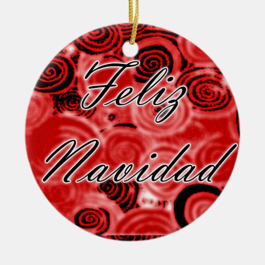 Feliz Navidad Wirbel Keramikornament (Vorne)