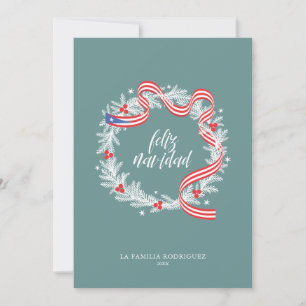 Feliz Navidad Wreath Foto Flat Holiday Card Feiertagskarte