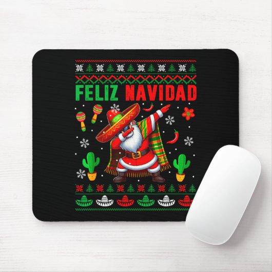 Feliz Navidad Xmas Sweater Santa Sombrero Dabbing Mousepad (Mit Mouse)