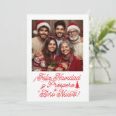 Feliz Navidad y Próspero Año Nuevo con Foto Einladung (Stehend Vorderseite)