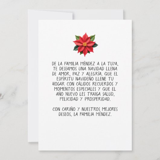 Feliz Navidad y Próspero Año Nuevo con Foto Einladung (Rückseite)