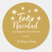 Feliz Navidad y próspero Año Nuevo Holiday Runder Aufkleber (Vorderseite)