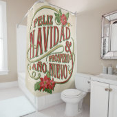 Feliz Navidad y wohlhabend ano nuevo Duschvorhang (Beispiel)