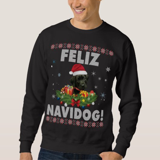 Feliz Navidog Black Labrador Hund Ugly Sweater Chr Sweatshirt (Vorderseite)