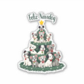 Feliz Navidog Christmas Dog T-Shirt, Funny Cute Xm Aufkleber (Vorderseite)