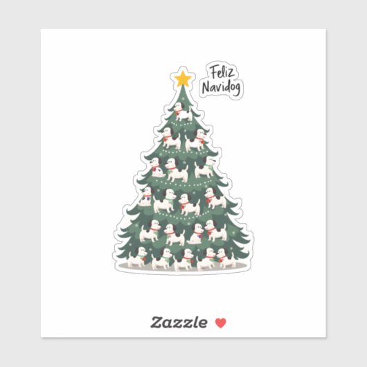 Feliz Navidog Christmas Dog T-Shirt, Funny Cute Xm Aufkleber (Blatt)