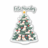 Feliz Navidog Christmas Dog T-Shirt, Funny Cute Xm Aufkleber (Vorderseite)