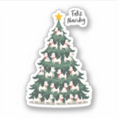 Feliz Navidog Christmas Dog T-Shirt, Funny Cute Xm Aufkleber (Vorderseite)