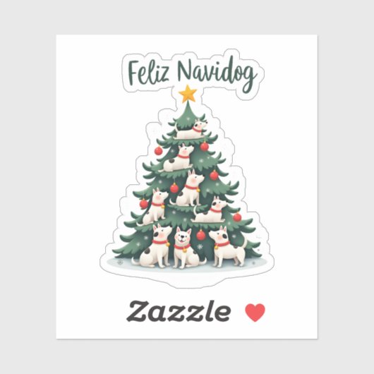 Feliz Navidog Christmas Dog T-Shirt, Funny Cute Xm Aufkleber