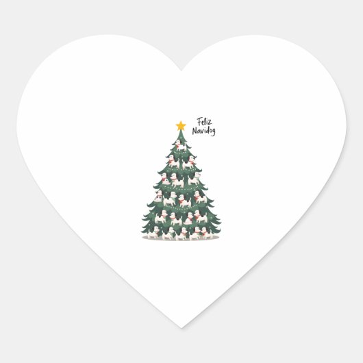 Feliz Navidog Christmas Dog T-Shirt, Funny Cute Xm Herz-Aufkleber (Vorderseite)