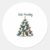Feliz Navidog Christmas Dog T-Shirt, Funny Cute Xm Runder Aufkleber (Vorderseite)