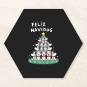 Feliz Navidog Christmas Dog T-Shirt, Funny Cute Xm Untersetzer (Vorderseite)