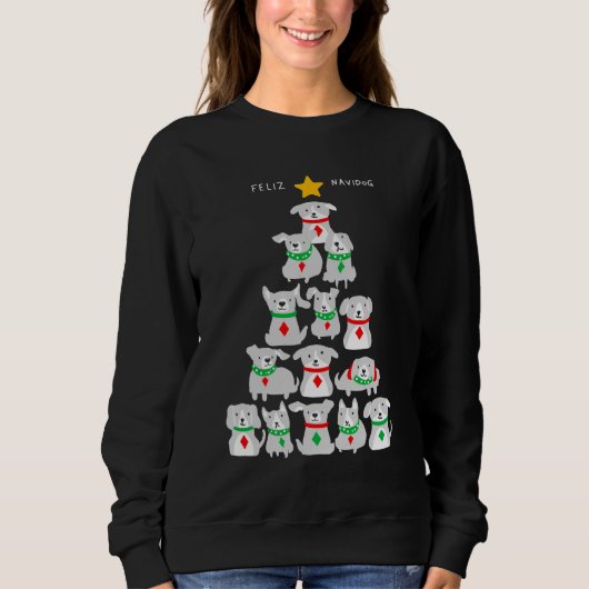 Feliz Navidog Christmas Tree Sweatshirt (Vorderseite)