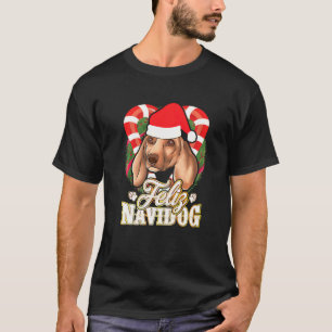 Feliz Navidog Dackel mit Santa Claus Hat Dog C T-Shirt