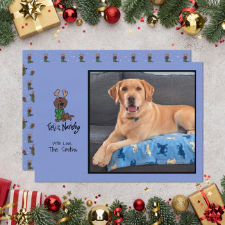 Feliz Navidog Dackel Reindeer Personalize Foto Feiertagskarte
