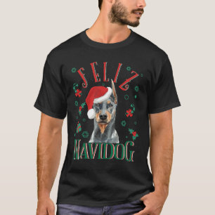 Feliz Navidog Doberman Pinscher Hund Christ T-Shirt