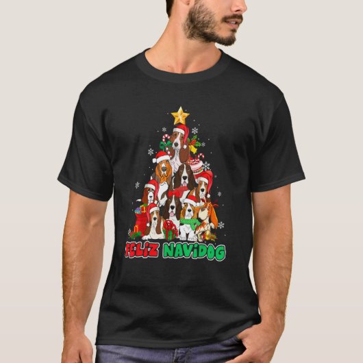 Feliz Navidog Feliz Navidad Christmas Basset Hound T-Shirt (Vorderseite)