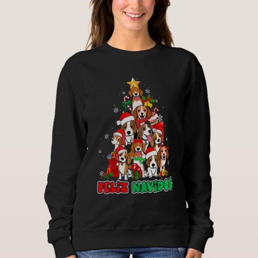 Feliz Navidog Feliz Navidad Christmas Beagle Dog Sweatshirt (Vorderseite)