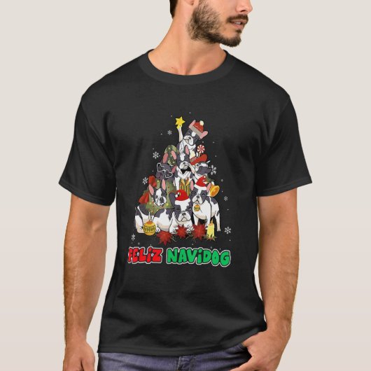 Feliz Navidog Feliz Navidad Christmas Boston Terri T-Shirt (Vorderseite)
